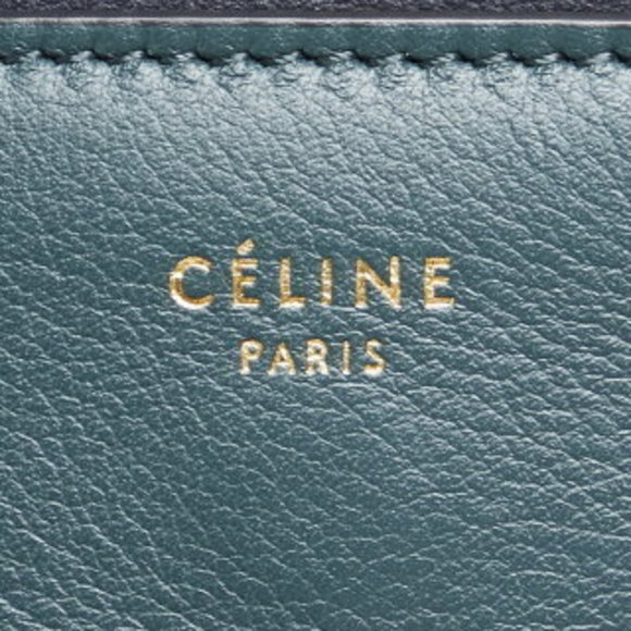 Celine Frame Medium Shoulder Bag Green Black Leather - Picture 6 of 10